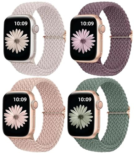 MLPKOI 4 st band, sportband i flätad nylon, sportrem kompatibel med klockband 40 mm, 41 mm, 38 mm, klockband, nylon sportarmband för kvinnor och män
