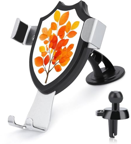 Jubonexis Autumn Leaves Paper Collage Car Phone Holder Mount Triangle Clip Base Air Vent Cell Phone Car Mount Automotive Accessories for 4-6 Inches Cell Smartphones