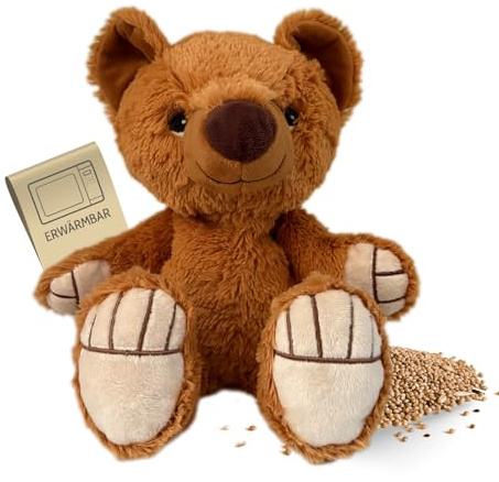 Habibi Plush Coussin chauffant en peluche pour enfants et adultes – 2048 Ours avec garnissage en millet, peluche chauffante à réchauffer au micro-ondes/four, idéal également pour les bébés