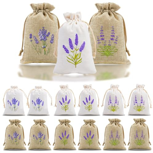 12 Stück Lavendelsäckchen Leer Lavendel Säckchen Duftsäckchen Leer Stoffsäckchen Kordelzug Weiß Stoffbeutel Klein für Lavendel,Gewürz und Vanille in Stoffbeutel mit Kordelzug