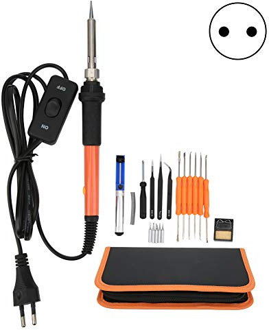 Baxnore Ensemble de fer à souder électrique professionnel 60 W, température réglable 200 à 450 ℃, haute puissance, chauffage rapide, kit d'outils de soudage avec 5 embouts pour bri