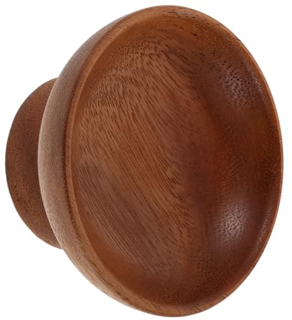 HOMSFOU Plateau à Bijoux en Bois de Noyer Naturel 10,6x10,6x5,7 Cm Pied Surélevé, Organiseur Polyvalent pour Clés, Bagues et Petits Objets, Assiette Décorative de Bureau Vintage