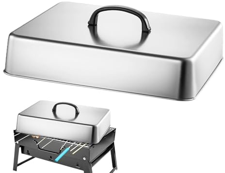 Ånglock för stekplatta, värmebeständiga rektangulära lock med halkfritt handtag, tillbehör för platt stekplatta – för grill, lägereld, matlagning utomhus, hamburgare, grönsaker, kött, mat, grill