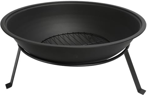 Adler Europe AD 6818 Garden Fire Pit 55 cm med grader, stål utomhus eldskål för trä och träbriketter, eldpit