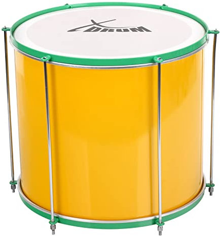 XDrum SSD-1210 Repinique Samba Trommel - brasilianische Samba Trommel - Kessel aus Aluminium - 6 Stimmschrauben - Größe: 12 x 10 - gelb-grün