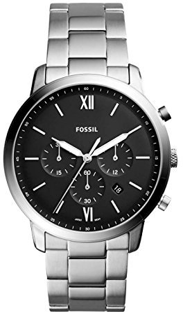 Fossil Watch for Men Neutra, Quartz Chronograph Movement, 44 mm Silver Stainless Steel Case with a Stainless Steel Strap, FS5384