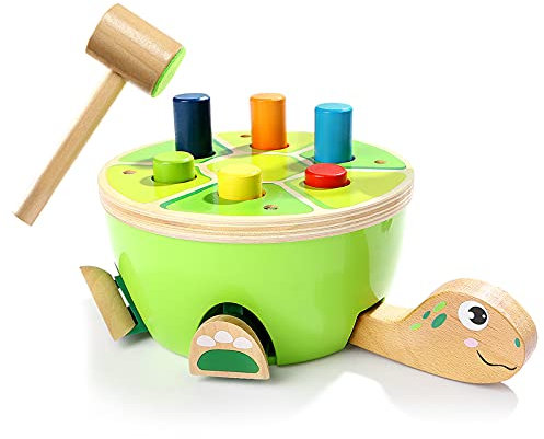 TOP BRIGHT Hammerspiel für Kinder ab 1 Jahre, Langlebiges Holzspielzeug mit Holzhammer, Holz Klopfspiel Geschenk ab 12 Monate Junge Mädchen, Klopfbank ab 1 2 3 Jahr