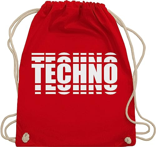 Turnbeutel Rucksack - House Music & Rave - Techno Festival Outfit Geschenk Musik Disco Party - Unisize - Rot - raver bag festivalbeutel konzert beutelrucksäcke konzerttasche festival-bag festivals