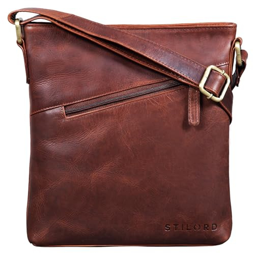 STILORD Stella Vintage Handtasche Damen Leder klein zum Umhängen Schultertasche für Freizeit Shopping Abend Tablettasche Echtleder Farbe:schwarz