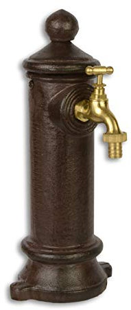 Moritz - Fontana da giardino con ingresso per allacciamento ad acqua, 1/2, stile nostalgico, con accessori, 29,7 cm, colore: Marrone
