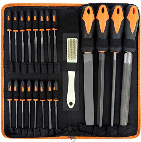 21-Teiliges Feilen-Set Aus Kohlenstoffstahl, Handentgratungsfeile Mit Aufbewahrungstasche, Halbrunde, Runde, Dreieckige Feilen Für Holz-, Metall-, Modell- Und Hobbyanwendungen