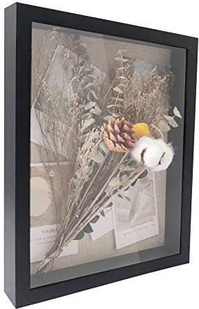 GraduationMall 28x35cm 3D Cornice Profonda Scatola per Ombre,Cornici per Foto per Oggetti fino 3.8 cm,Scatola di Memoria,Cornici da Parete e da Tavolo Nero