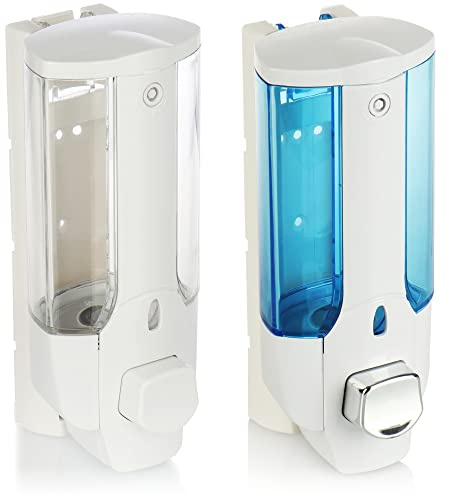 COM-FOUR® 2X Seifenspender zur Wandbefestigung, Wand-Seifenspender | Seifendosierer für Duschgel und Shampoo [Auswahl variiert]