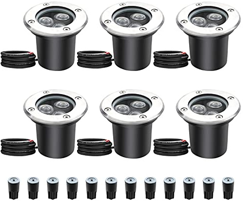 3W LED Outdoor Spotlights - 6 Pack, Warm White, Waterproof IP67, DC 12V/24V, Driveway, Deck, Step, Garden Lights