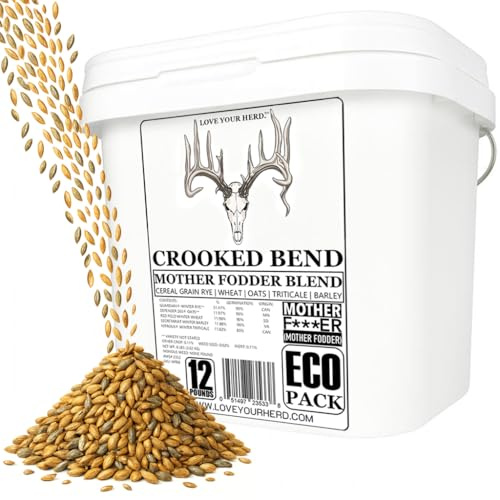 Crooked Bend Mother Fodder Blend, 12LB EcoPack, Grain Seeds for Bird Food & Growing Fresh Green Grass Sprouts to Feed Pet Rabbits, Cows, Horse, Chicken, Goat, Sheep, Quail, Dog, Cat, Duck & Tortoise