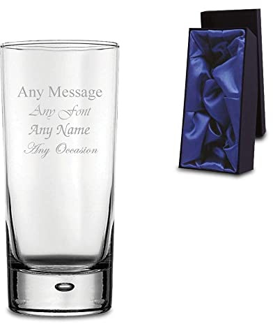 Personalised Engraved Bubble Hiball Cocktail Glass with Premium Satin Lined Gift Box, Personalise with Any Message