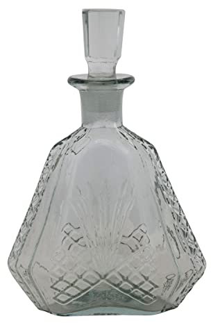 Creative Co-Op Dekanter aus geätztem Glas, 17,8 cm L x 10,2 cm B x 25,4 cm H, transparent