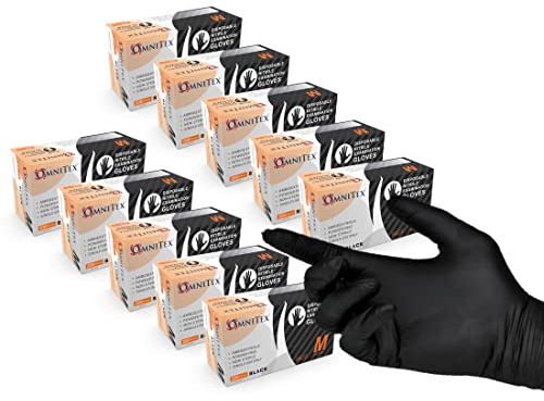 Omnitex Case of 2000 Premium Disposable Black Nitrile Gloves | Powder Free | Latex Free | Ambidextrous | Food Safe | EN455 EN374 EN420 | CE & UKCA Cat3 grade (Large)