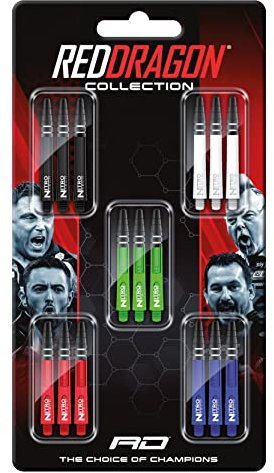 RED DRAGON Nitrotech Dartschaft Sammlungen 5 Sätze pro Packung (15 Wellen insgesamt)