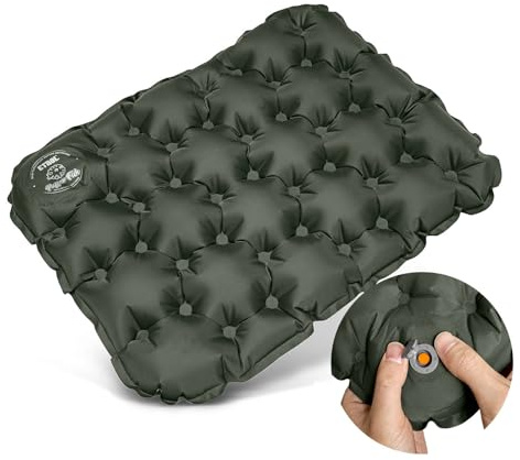 ETROL Aufblasbares Sitzkissen, Tragbares leichtes Reise-Luftsitzkissen - 17.3''x13.4''x2'', Feuchtigkeits- und Wasserbeständige Campingstuhlmatte für Outdoor Büro Stadion Bleicher Flugzeug Auto (Grün)