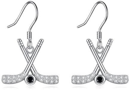 YAFEINI Hockey Ohrringe Geschenke Sterling Silber Eishockey Stick und Ball Ohrringe Hockey Schmuck für Frauen Geschenke