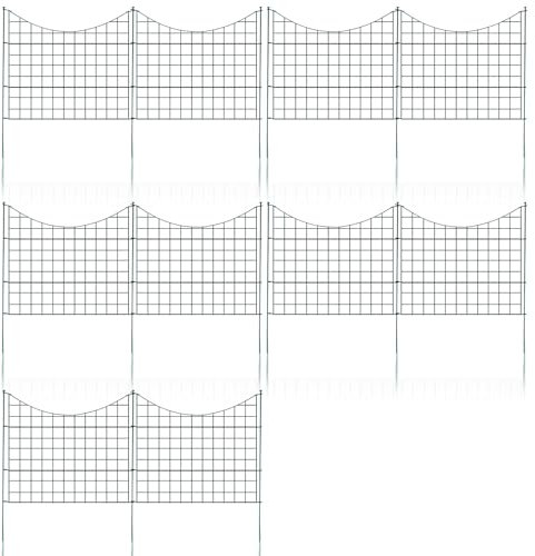 Daromigo Clôture d'étang en treillis métallique - Contient 10 éléments de clôture et 12 poteaux fixes - Clôture en treillis pour chiots (lot de 22 sous-arcs, vert)