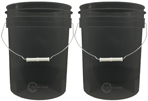 DETAIL GEAR Ultimate Clear Transparent Car Wash Bucket - SMOKEY BLACK- 20L (5 Gallons) (2 Buckets and Grit Guards)