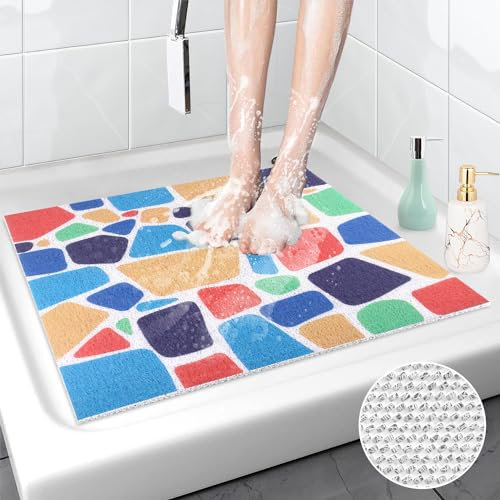MORROWCAMP Duschmatte rutschfest Dreieckig 60x60 cm, Weich Komfort Sicherheits Duschmatte rutschfest, Antibakterielle Badematte mit Ablauflöchern, Antirutschmatte Dusche für Nassbereiche