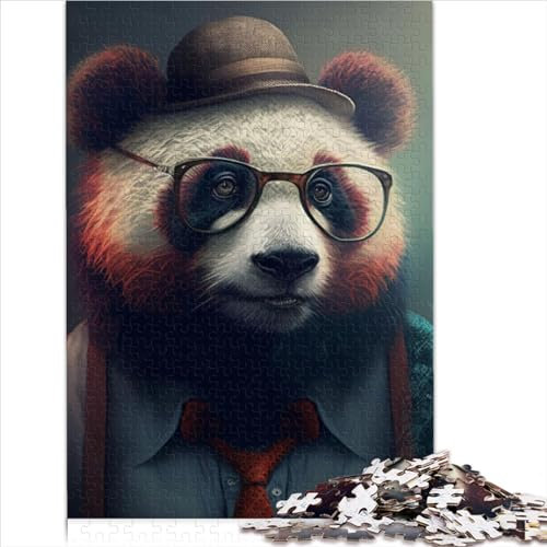 Jigsaw Puzzles Educational Games 1000 Adult Pieces Jigsaw Puzzle Hipster Panda in Clothes for adults 1000 Piece Puzzle Educational Games Funsland Peg （26x38cm）