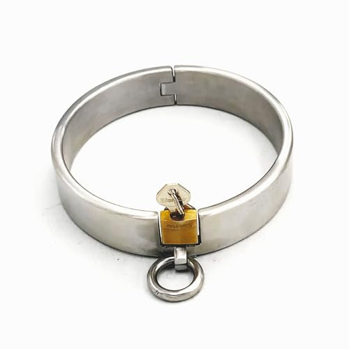 Fyrwqm Edelstahl Abschließbar Halsband SM Metall Halsreif/Halsfessel Sklave Hals Kragen Ring Cosplay BDSM Bondage Set Erwachsene Spiel Fesseln Sex bdsm ​halsban (Size : 13.5cm)