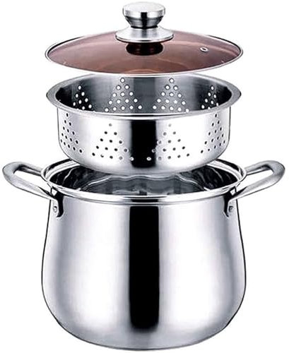 ZQNDFAC Vaporera Olla de Vapor de Ciclo de Calor, Juego de vaporizador de Acero Inoxidable, Cacerola, vaporizador de Alimentos con Tapa de Vidrio, Apto para lavavajillas Olla de Vapor