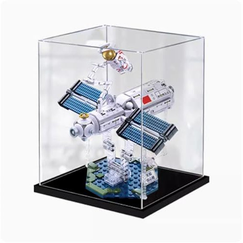 FEIFANBOYANG Transparente Acryl-Vitrine für Lego-Raumstation-Modell, staubdicht, transparent, Vitrine (nur Vitrine) (3 mm)