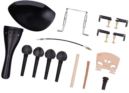 Violin Music Instrument Zubehör 4/4 Ebenholz-Geigenteile Saitenhalter Wirbel Kinnhalter Ahorn-Steg-Set
