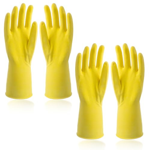 KIPTVO 2PCS Rubber Gloves Large, Washing Up Gloves, Cleaning Gloves, Kitchen Gloves, Latex Free Washing Up Gloves, Long Rubber Gloves, Rubber Gloves Cleaning, for Laundry, Dish washing, Kitchen