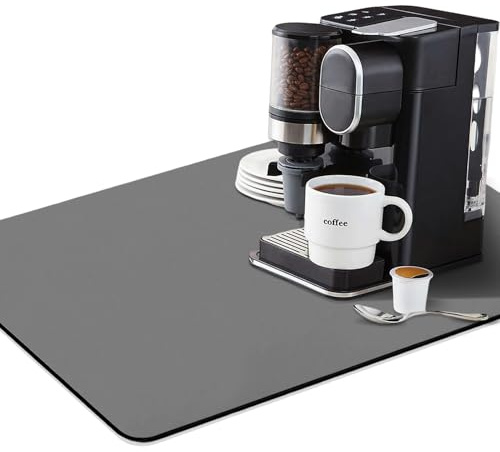 LURNODY Tapis Absorbant pour Machine à Café, 50*40CM Tapis Vaisselle Diatomite, Tapis Vaisselle Convient Aux Comptoirs de Cuisine, Sèche-Couverts, Machines à Café, Animaux Domestiques (Gris Foncé)