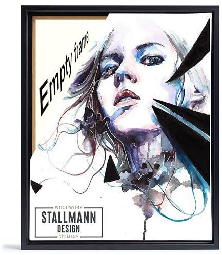 Stallmann Design Schattenfugenrahmen für Keilrahmen | 90x90 cm | schwarz | MDF Rahmen für Leinwände mit außergewöhnlicher Tiefenwirkung (40mm) | mit Montagezubehör | ohne Glas und Rückwand