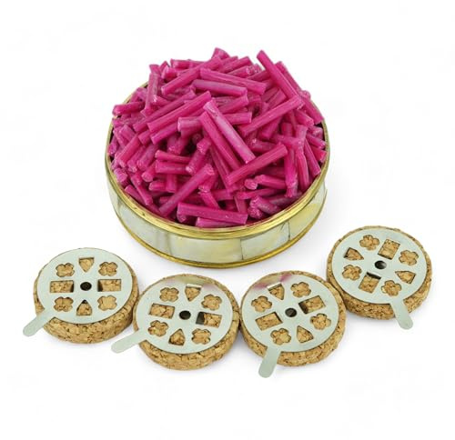 Wicks and Cork Floats for Orthodox Vigil Oil Lamps - Beeswax and Paraffin Wicks for Floating Candles, for Home or Church Use (Red)