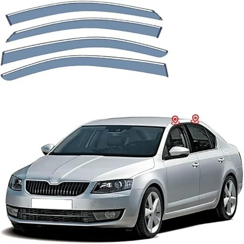 CaoYH Windabweiser Passend Für Skoda Octavia Saloon 5E 2015-2020 Autofenster Regenschutz Regenabweiser Deflektoren Regenabweiser Integrierte Deflektoren