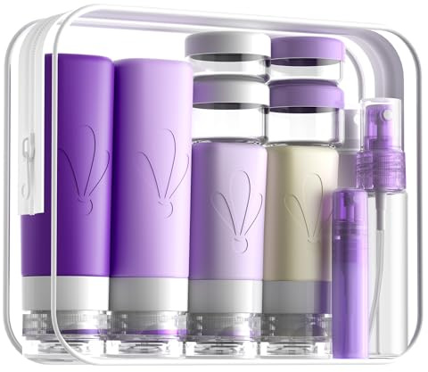 INSFIT 17 Pièces Flacon Voyage, Kit Avion Contenant Silicone Réutilisable | Kit Voyage Produit Toilette, Contenant 90ml Sans BPA, Trousse Toilette Recipient Voyage, Gel Douche Avion Accessoire Voyage