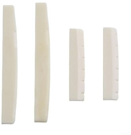 Steg-Sattel und Sattel für Akustikgitarre aus echtem Knochen, 2 Sets à 4 Stück, 72 mm x 3 mm x 9 mm, 43 mm x 6 mm x 9 mm