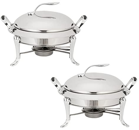 Plate Warmer 3L Chafing Dish Set Full Size Stainless Steel Round Buffet Server with Pans Lid and Fuel Holders for Catering Party Wedding Dinner Food Warmer