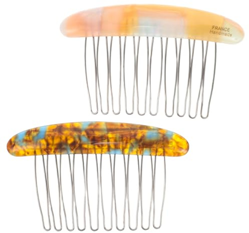 FRCOLOR 2 Stück Französische Seitenkämme Mit Eisenzähnen Haarklammer Damen Haarkamm Für Frisuren Styling Und Alltag