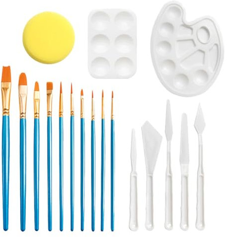 Lurrose 1 Satz Künstlerbedarf Doodle Tools Malwerkzeuge rechteckige Farbwanne Farbmischtablett Techniken Pinsel Synthetik Sponge Pinsel spachtel Farbtablett Malutensilien Plastik Blue