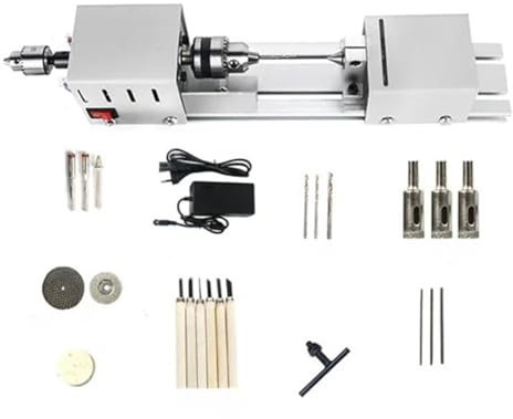 ERSINIAN Mini Tour à Bois électrique, Machine à polir et à meuler Les Perles, Tour à Perles électrique pour Le Travail du Bois (110 V-2)