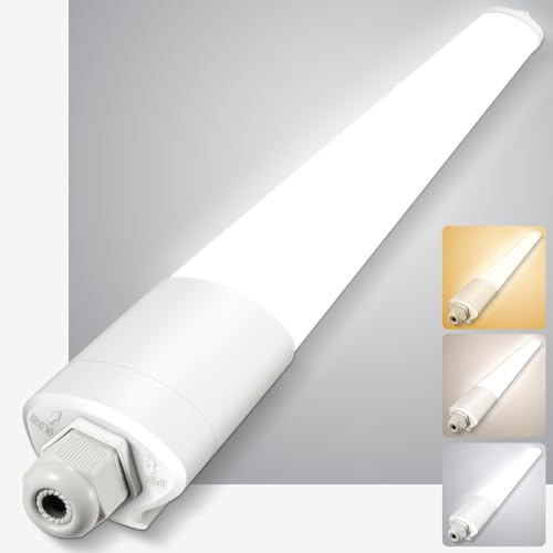 LED Feuchtraumleuchte 60cm, 18W 2100LM 3000K/4000K/6500K Verknüpfbare Feuchtraumlampe,Ultraslim Deckenleuchte Feuchtraum Flach Wannenleuchte, IP65 Wasserfest Werkstattlampe für Garage Kelle