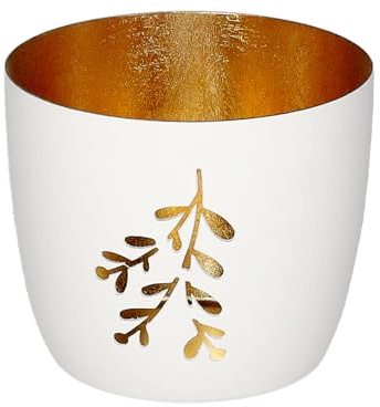 Giftcompany Madras Windlicht M Mistelzweig weiß/Gold 8,5cm