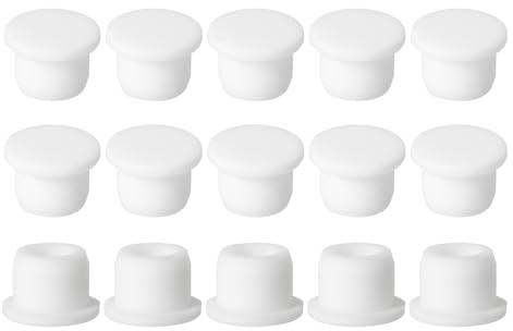 sourcing map Lot de 15 bouchons en silicone étanches en forme de T pour bouteille de baignoire, hauteur du bouchon de 1 cm, blanc