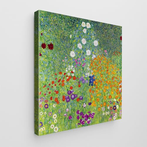 Giallobus - Quadro - Gustav Klimt - Art Klimt - Tela Standard - 50x50-07 - Giardino fiorito - Pronto da appendere - Quadri moderni per la casa
