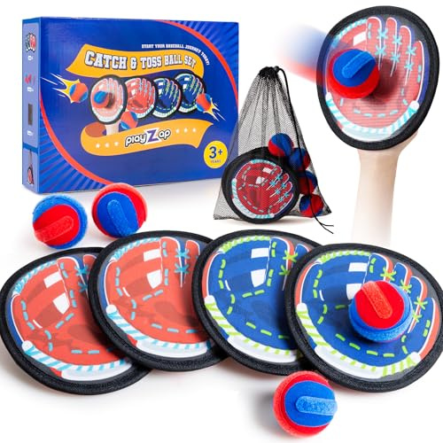 Vastoy Toss and Catch Ball Set with 4 Sticky Paddles & Balls, Quick-Dry Beach Toss Toy, Sticky Paddles with Adjustable Strap for Kids Adults, Play Catch Game for Family in Pool, Carry Bag Included