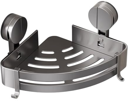 Asta doccia ad angolo – Organizer per bicchieri a, unità portaoggetti da bagno, senza cestello per sapone da forare, dispositivi sonori per montaggio a parete,